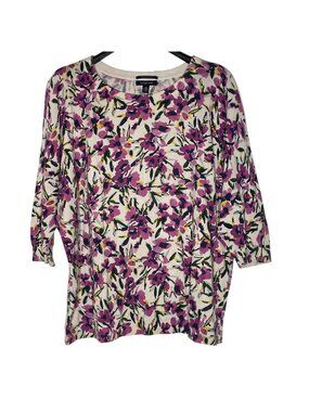 Lands' End Floral Supima Cotton Sweater Sz 2X Colorful‎ Spring Lightweight